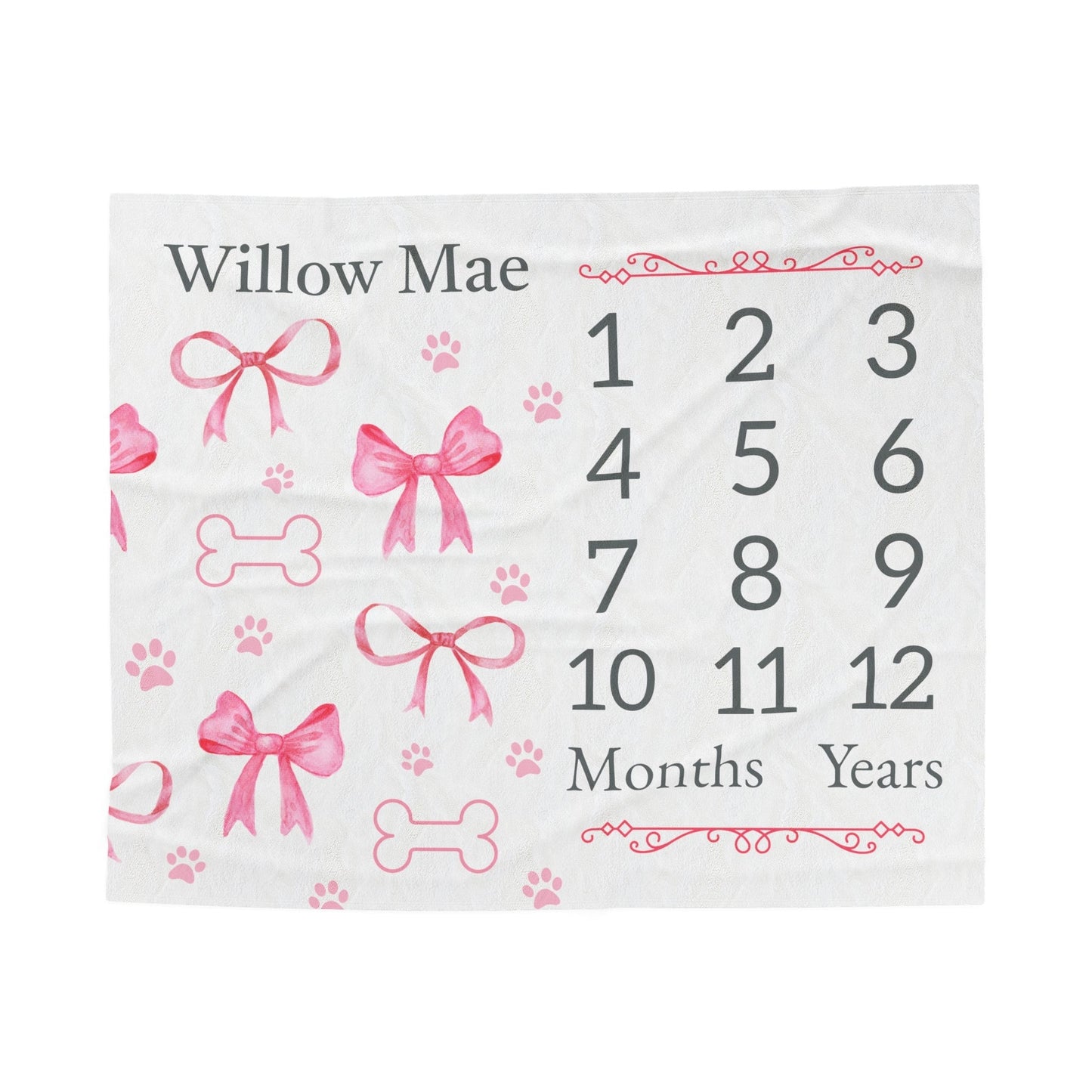 Pink Bows Milestone Blanket